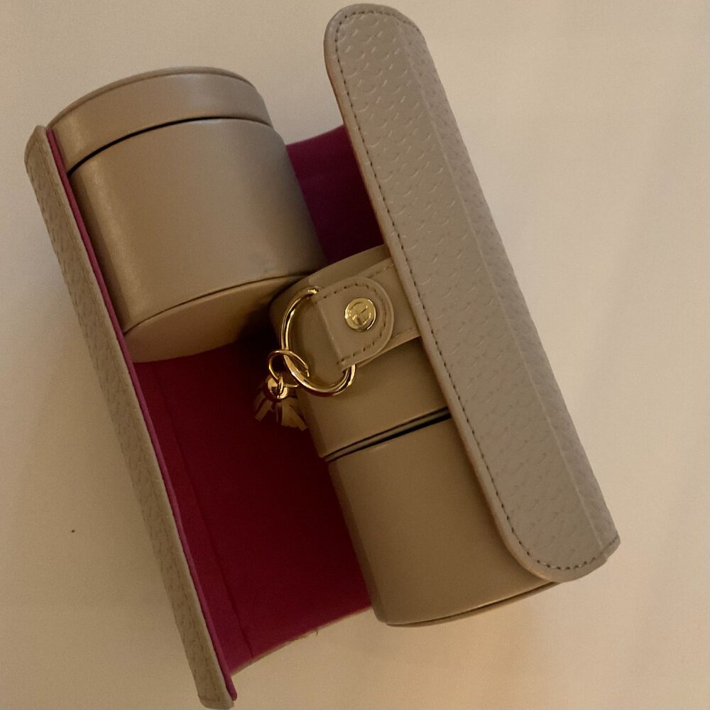 VLANDO VIAGGIO Round Cylinder Travel Jewelry Case NWOT
